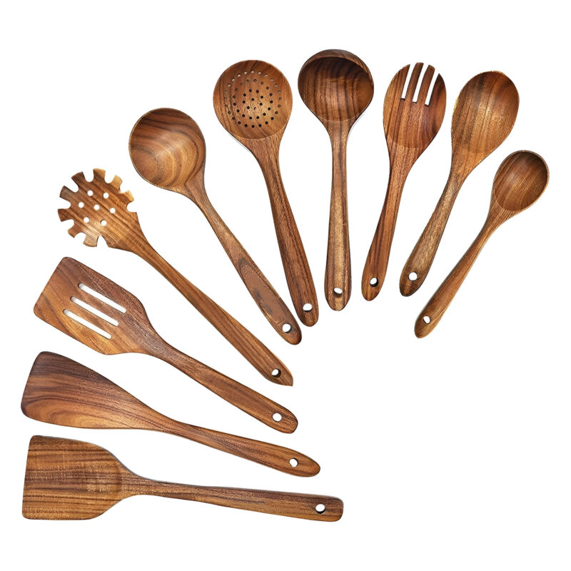 Wood Kitchen Utensils Set 10 Pcs