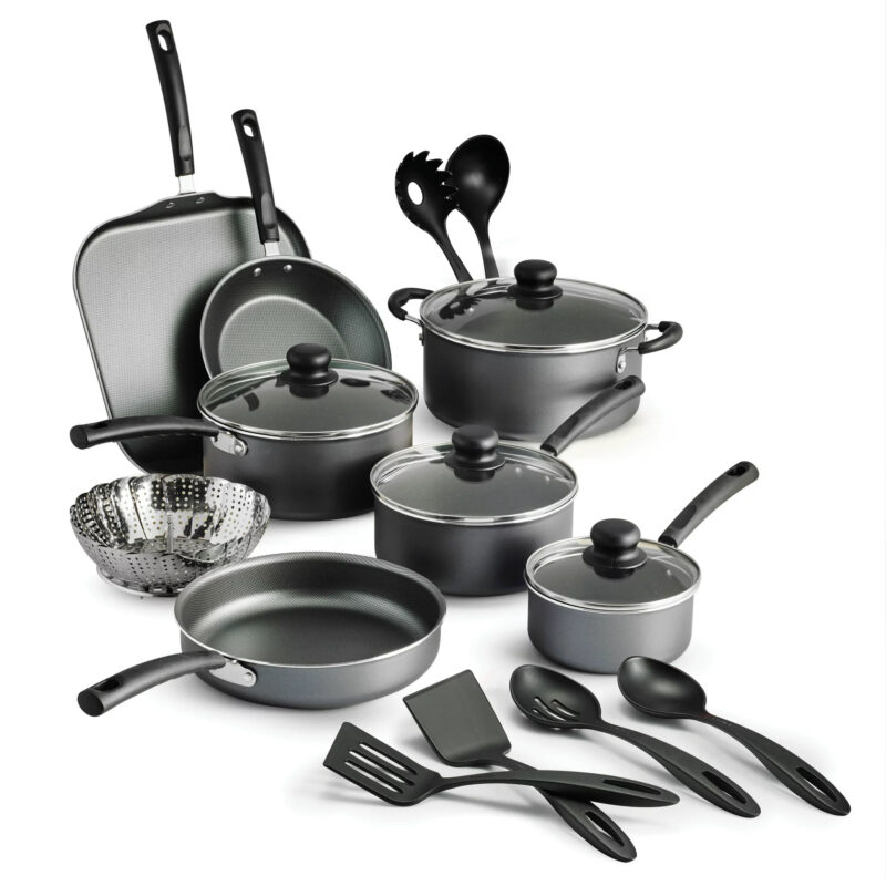 Cookware Set 18 Pcs Dark Gray