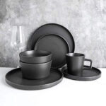 Stoneware Dinnerware Set 32 Pcs Black