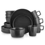 Stoneware Dinnerware Set 32 Pcs Black