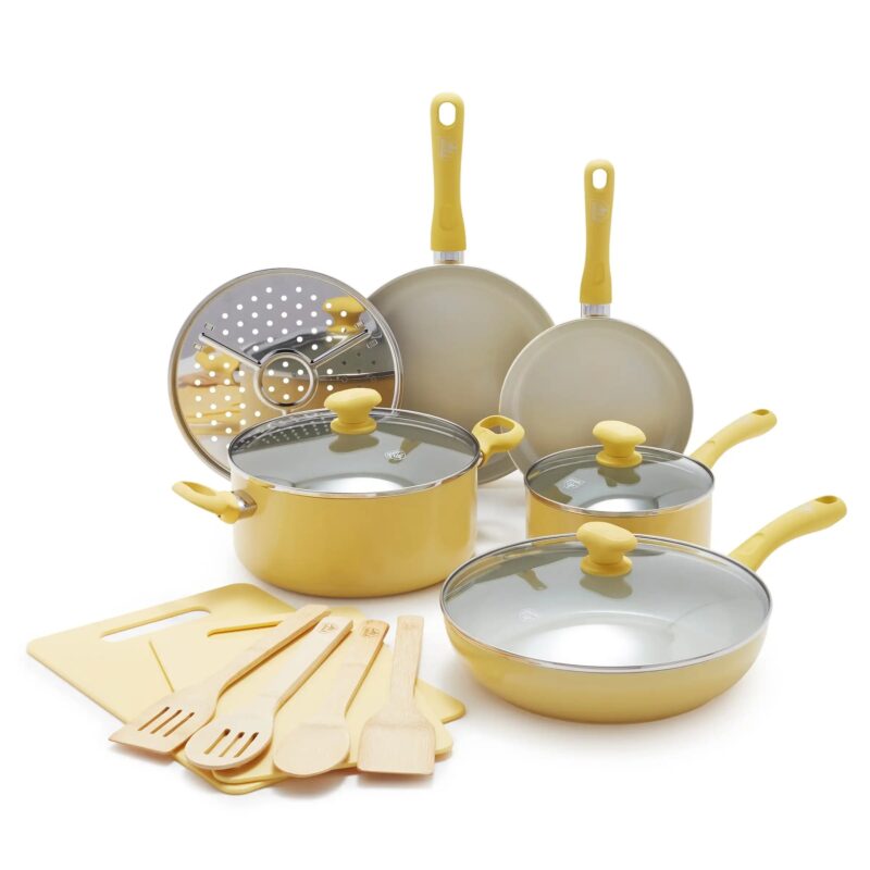 Ceramic Cookware Set 15 Pcs Yellow